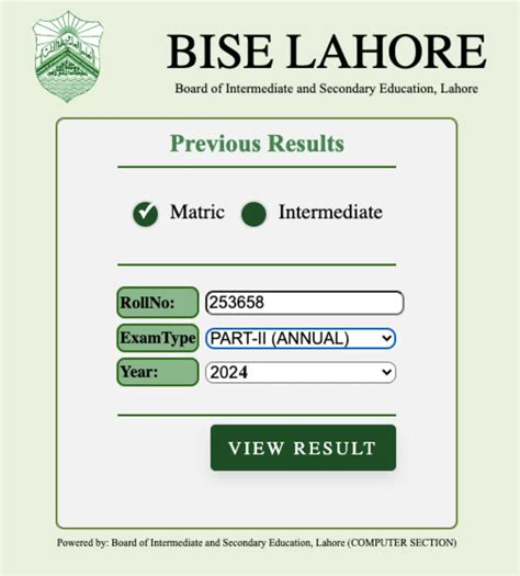 bise lahore board id check
